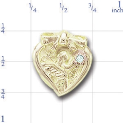 B1304 14K HEART SHAPED ANGEL SLIDE WITH 1 DIAMOND 